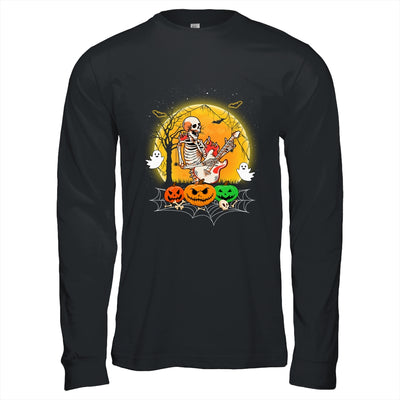 Funny Halloween Funny Skeleton Playing Guitar Pumpkin Boo Shirt & Hoodie | siriusteestore