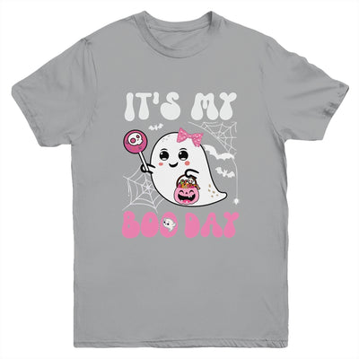 Funny Its My Boo Day Cute Halloween Birthday Ghost Pink Bow Youth Shirt | siriusteestore