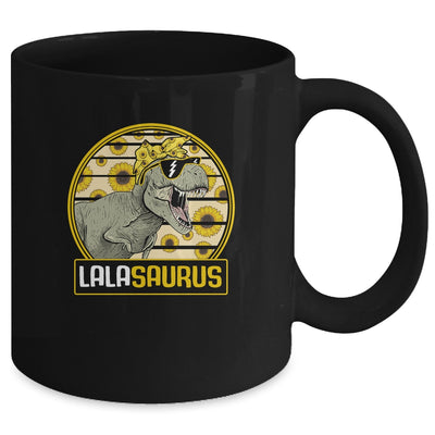 Funny Lala Saurus Sunflower Dinosaur Grandma T Rex Mug | siriusteestore
