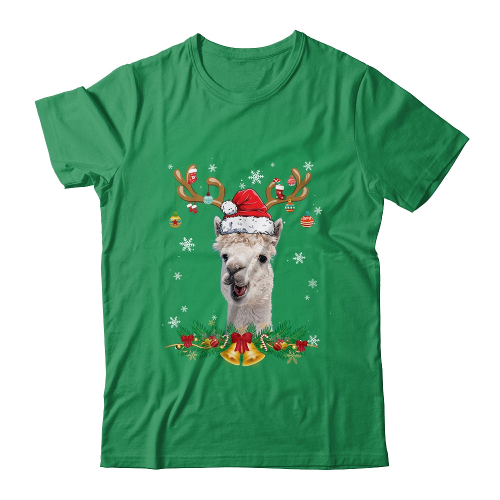 Funny Llama Reindeer Lights Ornament Santa Christmas Xmas Shirt & Sweatshirt | siriusteestore
