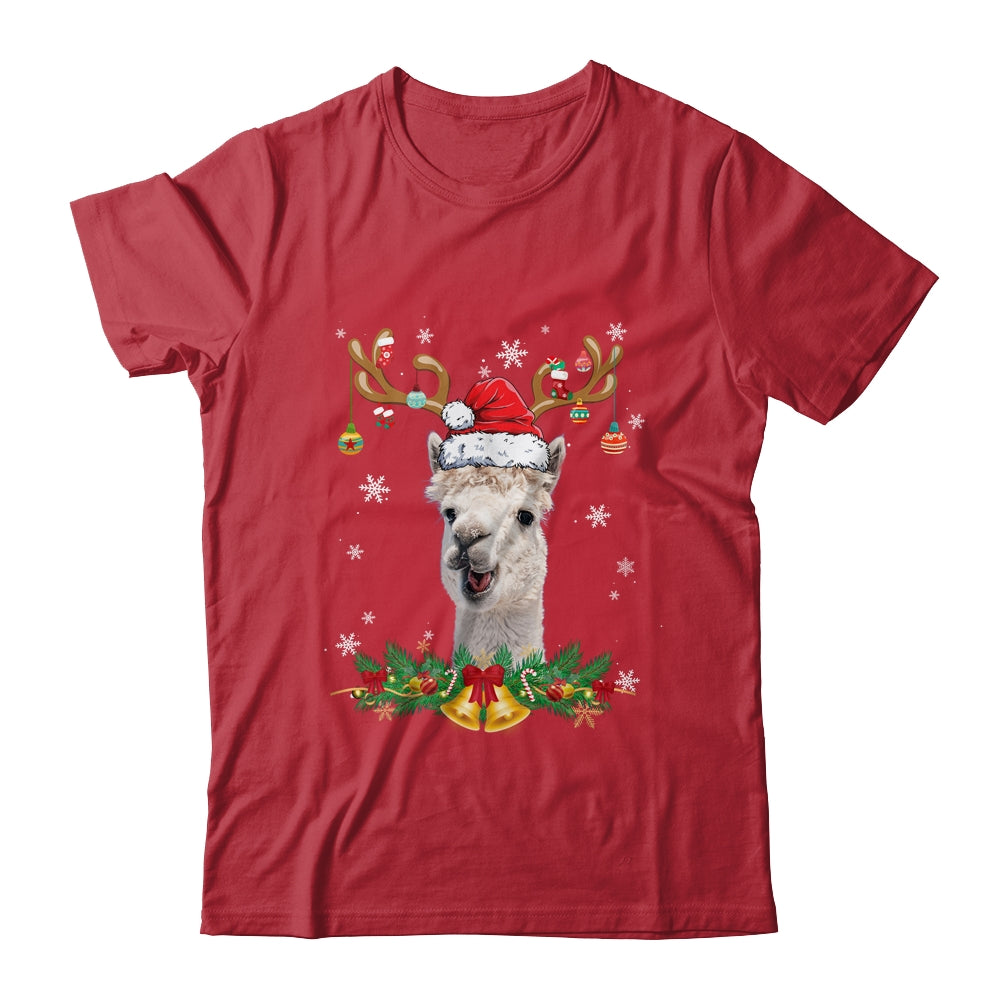 Funny Llama Reindeer Lights Ornament Santa Christmas Xmas Shirt & Sweatshirt | siriusteestore