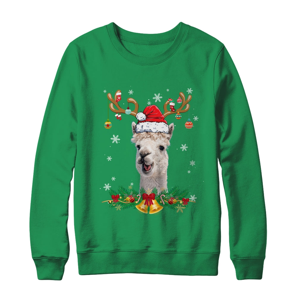 Funny Llama Reindeer Lights Ornament Santa Christmas Xmas Shirt & Sweatshirt | siriusteestore