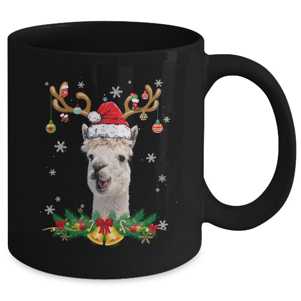 Funny Llama Reindeer Lights Ornament Santa Christmas Xmas Mug | siriusteestore