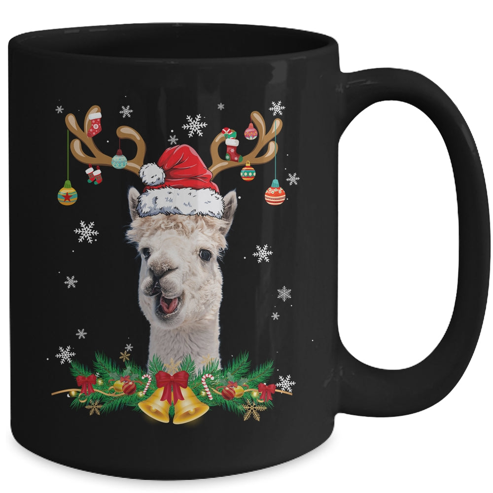 Funny Llama Reindeer Lights Ornament Santa Christmas Xmas Mug | siriusteestore