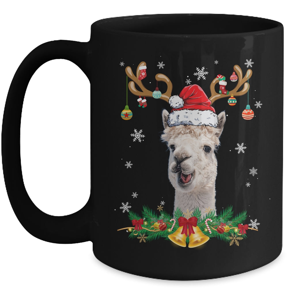 Funny Llama Reindeer Lights Ornament Santa Christmas Xmas Mug | siriusteestore