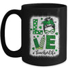 Funny Love Messy Bun Teacher Life St Patricks Day Shamrock Mug | siriusteestore
