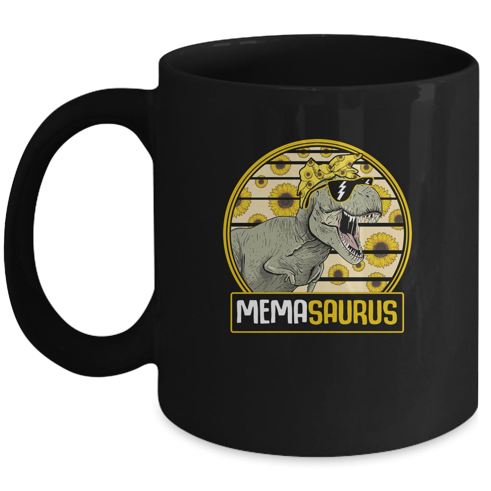 Funny Mema Saurus Sunflower Dinosaur Grandma T Rex Mug | siriusteestore