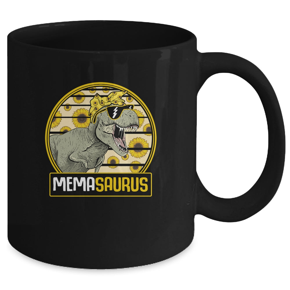 Funny Mema Saurus Sunflower Dinosaur Grandma T Rex Mug | siriusteestore