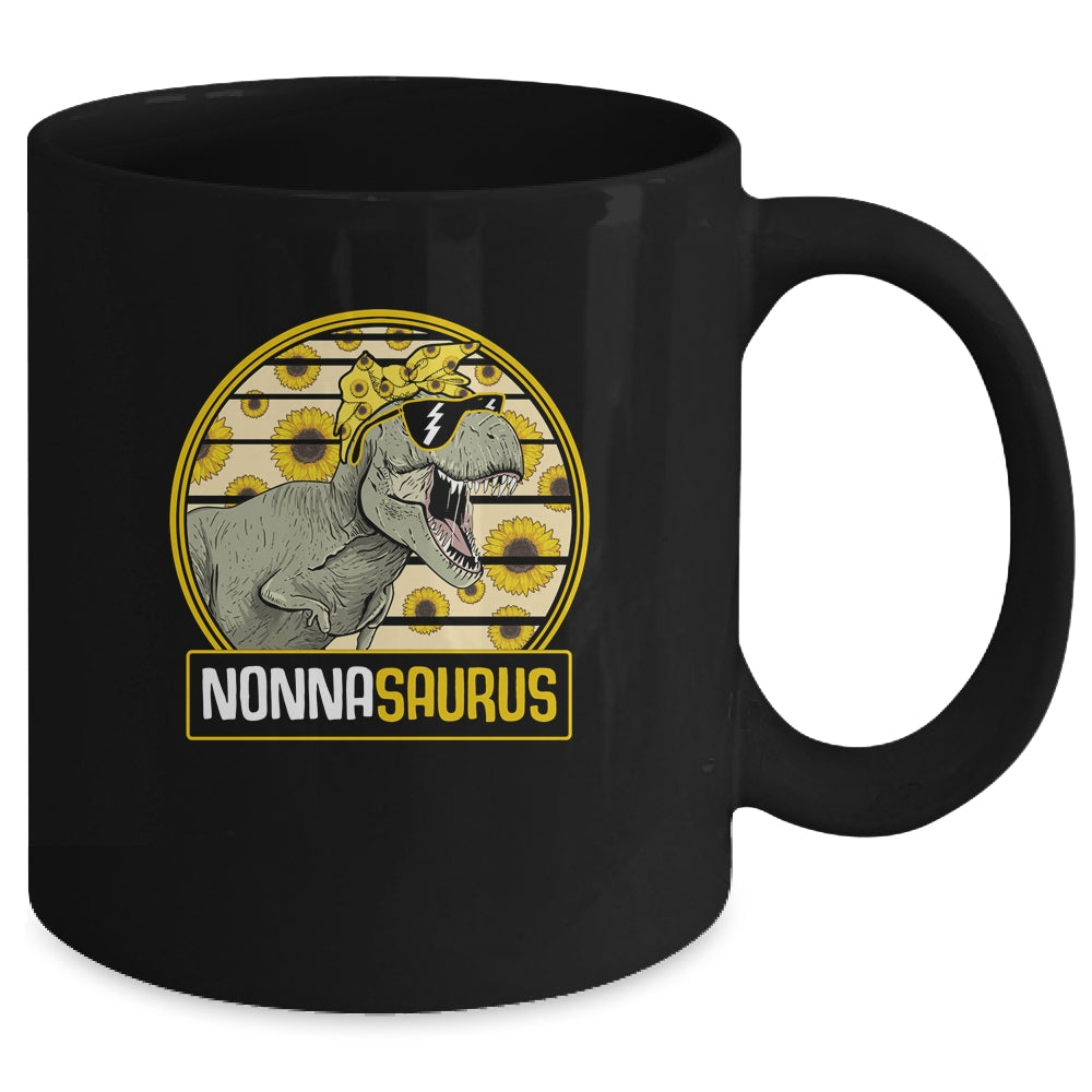 Funny Nonna Saurus Sunflower Dinosaur Grandma T Rex Mug | siriusteestore