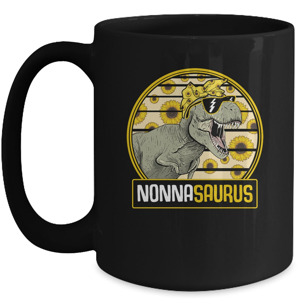 Funny Nonna Saurus Sunflower Dinosaur Grandma T Rex Mug | siriusteestore