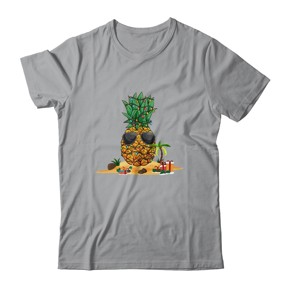 Funny Pineapple Hawaiian Hawaii Christmas Tree Lights Xmas Shirt & Sweatshirt | siriusteestore