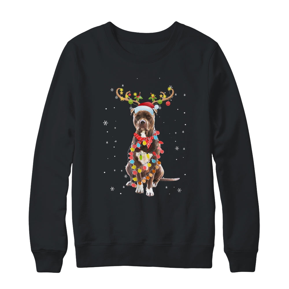 Funny Pitbull Christmas Tree Santa Reindeer Pajamas Shirt & Sweatshirt | siriusteestore