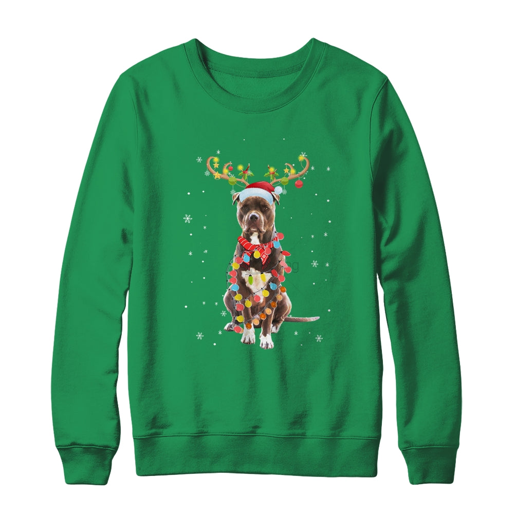Funny Pitbull Christmas Tree Santa Reindeer Pajamas Shirt & Sweatshirt | siriusteestore