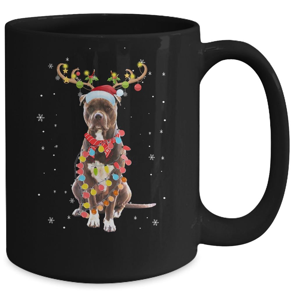 Funny Pitbull Christmas Tree Santa Reindeer Pajamas Mug | siriusteestore