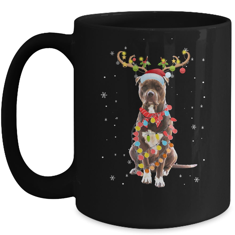 Funny Pitbull Christmas Tree Santa Reindeer Pajamas Mug | siriusteestore
