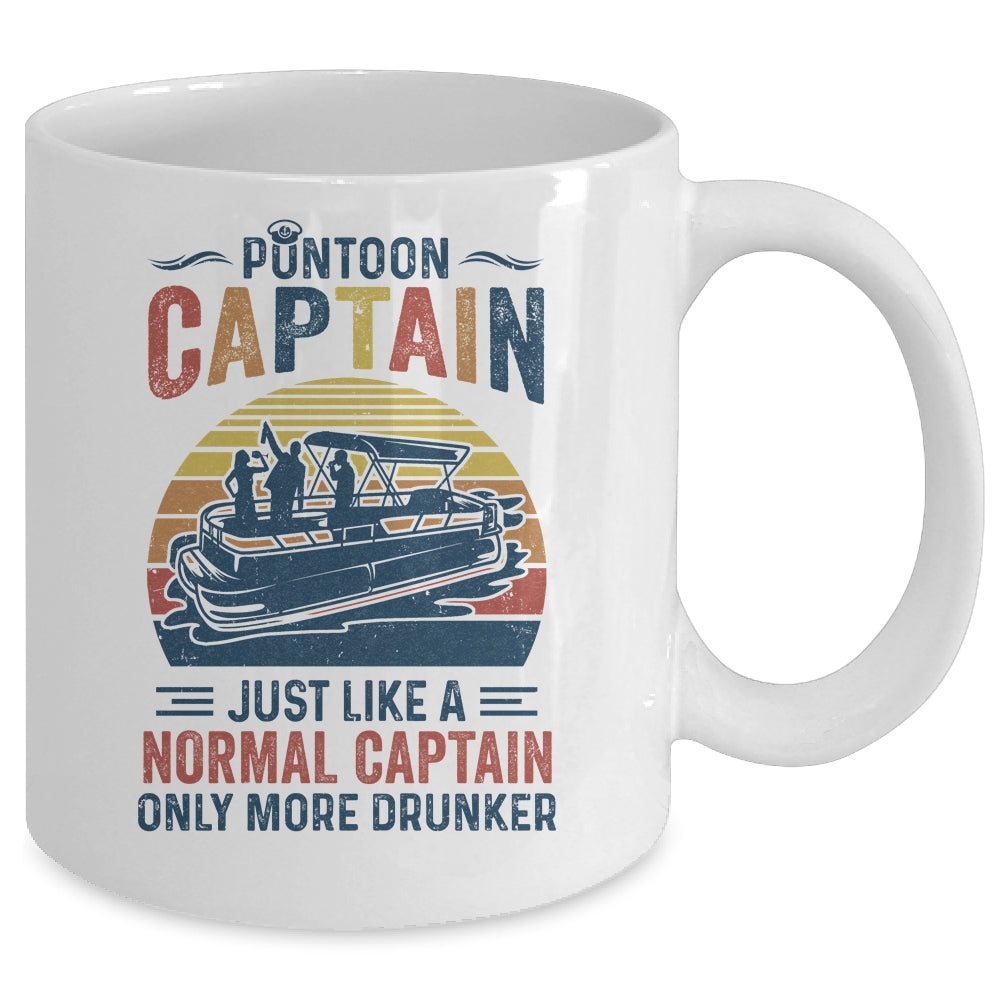 Funny Pontoon Captain Boat Boating Lake Dad Retro Vintage  Mug | siriusteestore