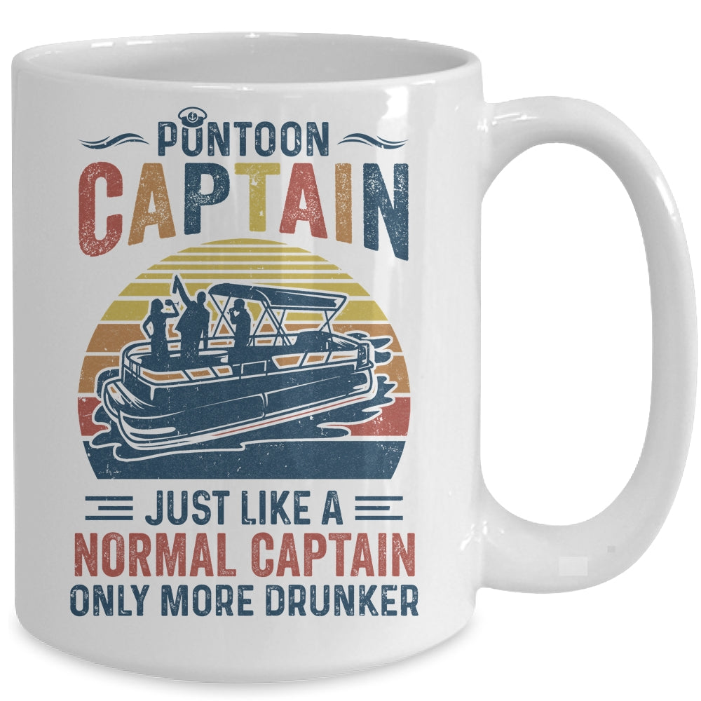 Funny Pontoon Captain Boat Boating Lake Dad Retro Vintage  Mug | siriusteestore