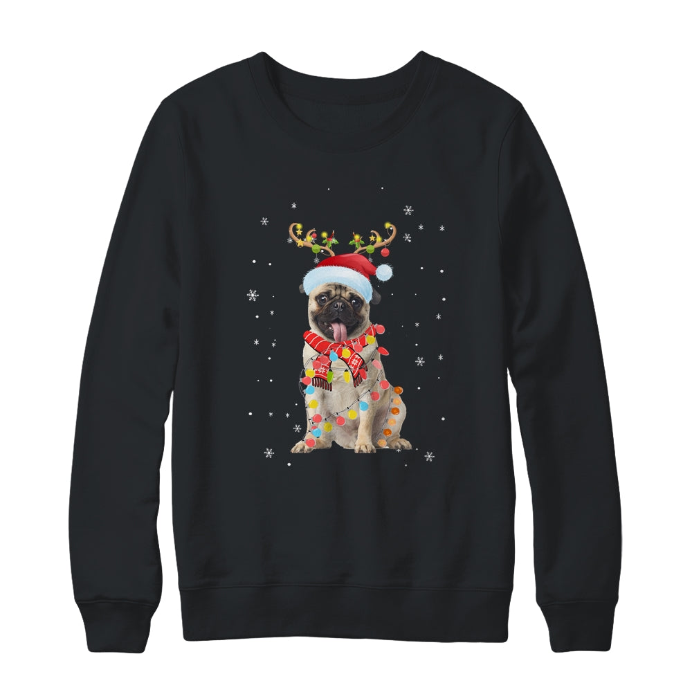 Funny Pug Christmas Tree Santa Reindeer Pajamas Shirt & Sweatshirt | siriusteestore