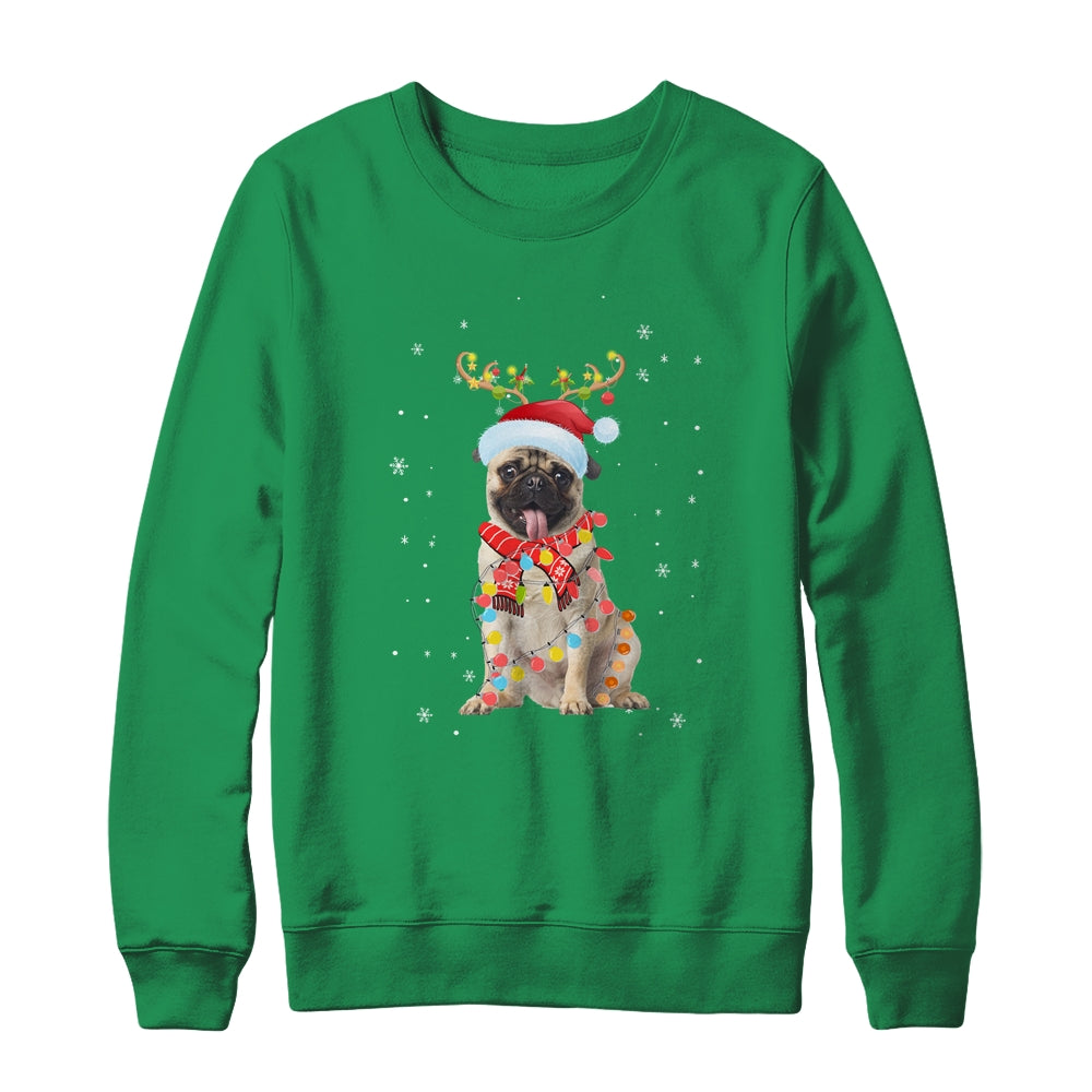 Funny Pug Christmas Tree Santa Reindeer Pajamas Shirt & Sweatshirt | siriusteestore