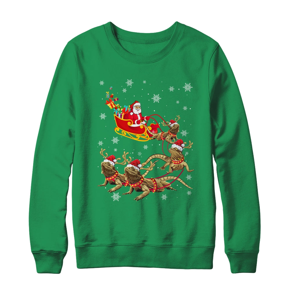 Funny Santa Riding Bearded Dragon Christmas For Reptile Love Shirt & Sweatshirt | siriusteestore