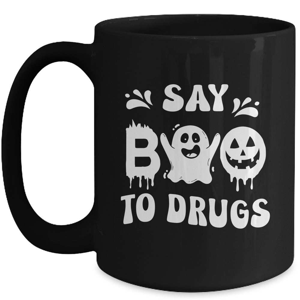 Funny Say Boo To Drugs Halloween Red Ribbon Week Awareness Mug | siriusteestore