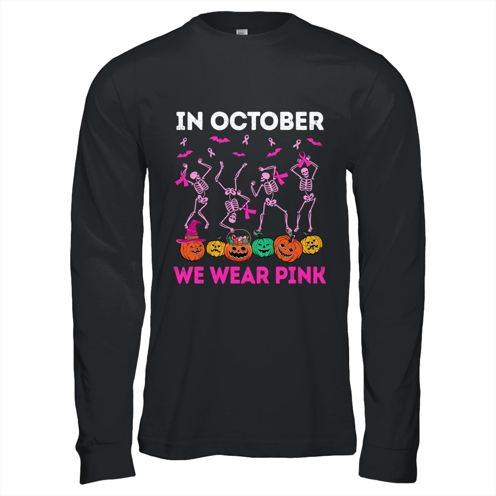 Funny Skeleton Halloween October We Wear Pink Breast Cancer Shirt & Hoodie | siriusteestore