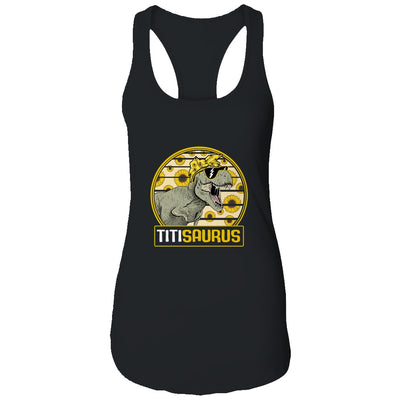 Funny Titi Saurus Sunflower Dinosaur Aunt T Rex Shirt & Tank Top | siriusteestore