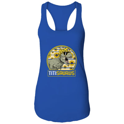 Funny Titi Saurus Sunflower Dinosaur Aunt T Rex Shirt & Tank Top | siriusteestore