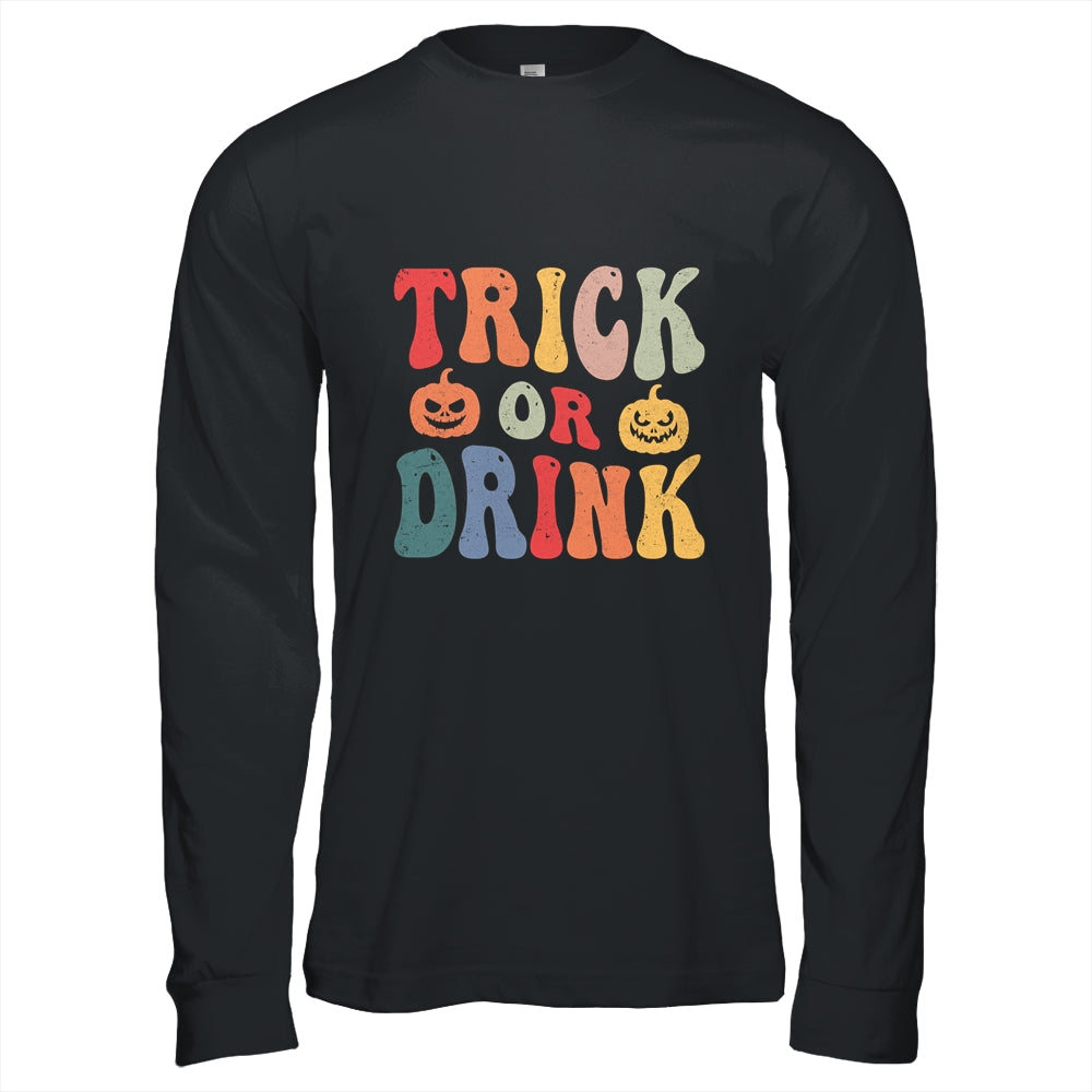 Funny Trick Or Drink Lover Halloween Drink Retro Groovy Shirt & Hoodie | siriusteestore