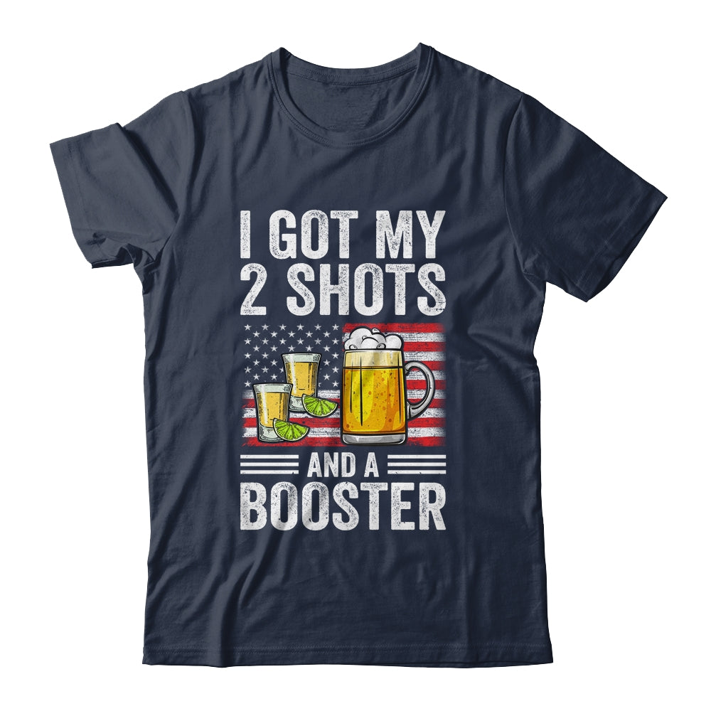 Funny Vaccination I Got My Two Shots And A Booster Flag Shirt & Tank Top | siriusteestore
