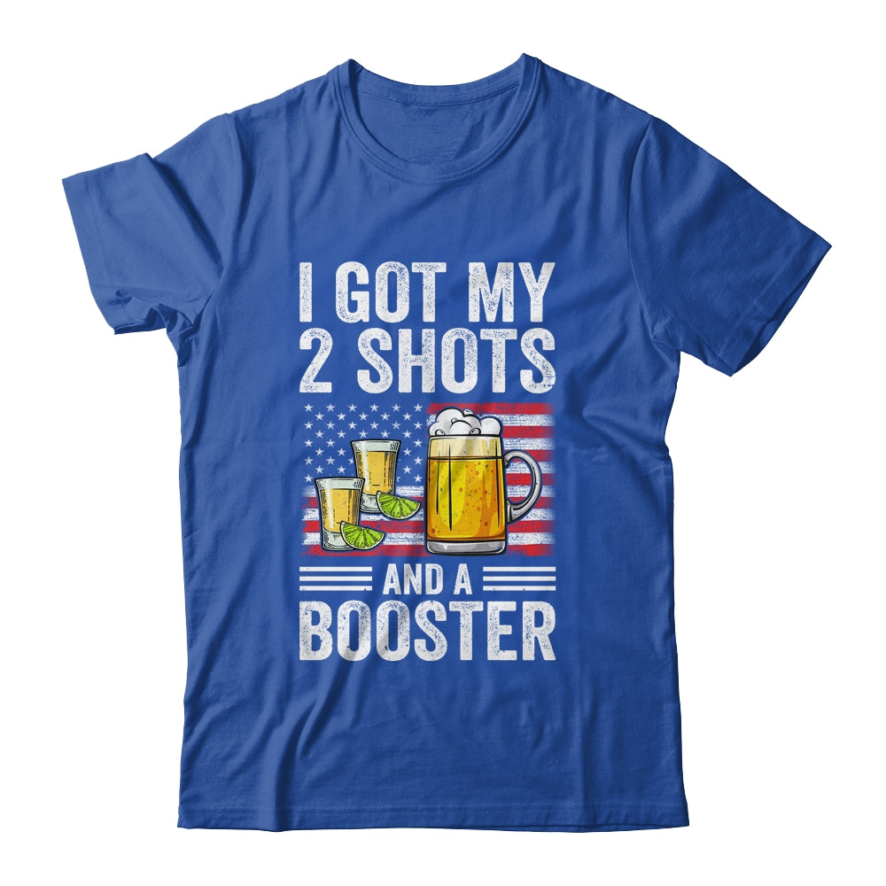 Funny Vaccination I Got My Two Shots And A Booster Flag Shirt & Tank Top | siriusteestore