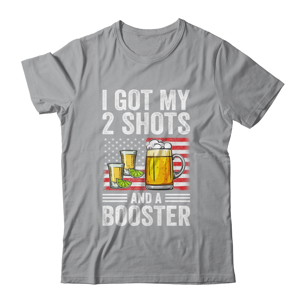 Funny Vaccination I Got My Two Shots And A Booster Flag Shirt & Tank Top | siriusteestore