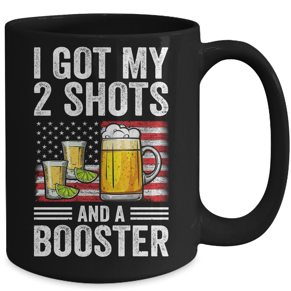 Funny Vaccination I Got My Two Shots And A Booster Flag Mug | siriusteestore