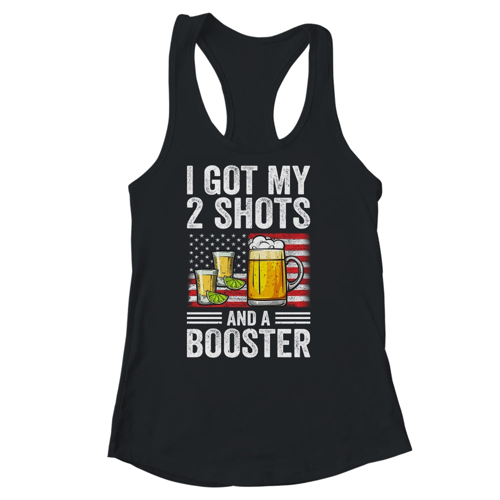 Funny Vaccination I Got My Two Shots And A Booster Flag Shirt & Tank Top | siriusteestore