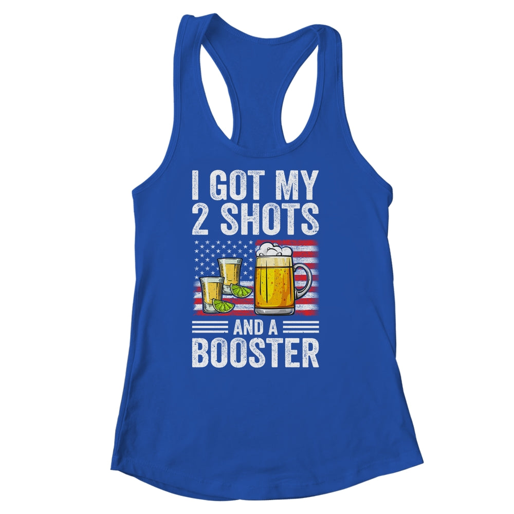 Funny Vaccination I Got My Two Shots And A Booster Flag Shirt & Tank Top | siriusteestore
