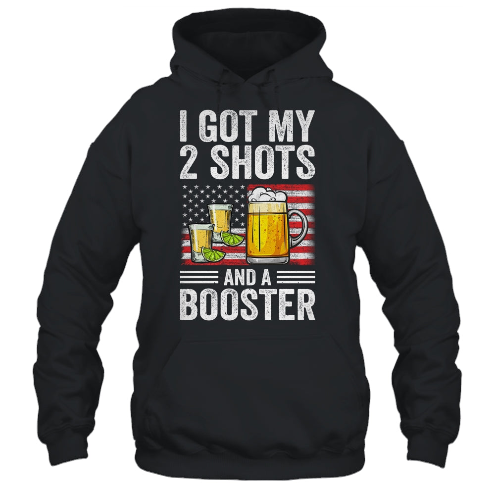 Funny Vaccination I Got My Two Shots And A Booster Flag Shirt & Tank Top | siriusteestore