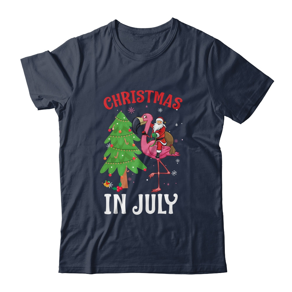 Funny Xmas Santa Flamingo Christmas In July Shirt & Tank Top | siriusteestore