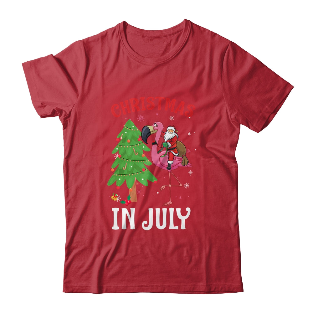 Funny Xmas Santa Flamingo Christmas In July Shirt & Tank Top | siriusteestore