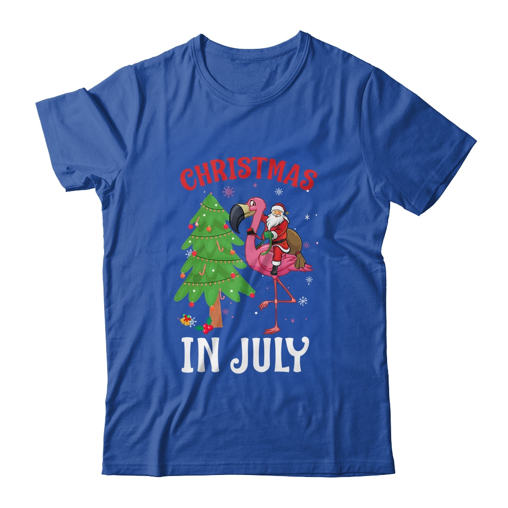 Funny Xmas Santa Flamingo Christmas In July Shirt & Tank Top | siriusteestore