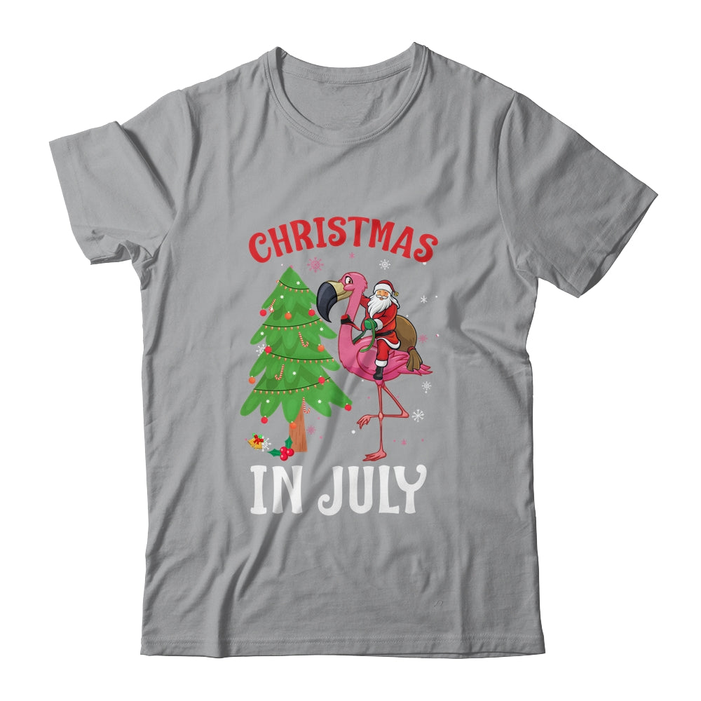 Funny Xmas Santa Flamingo Christmas In July Shirt & Tank Top | siriusteestore