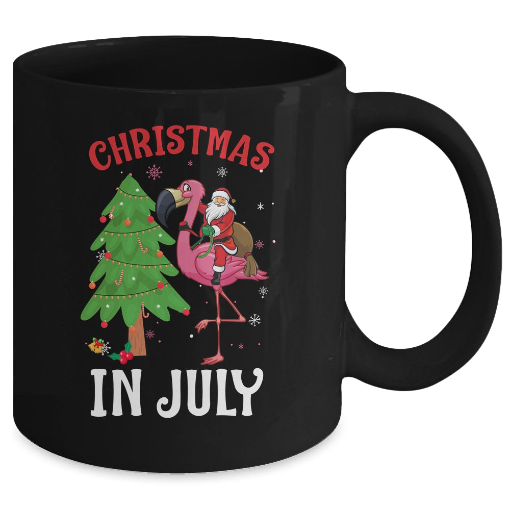 Funny Xmas Santa Flamingo Christmas In July Mug | siriusteestore