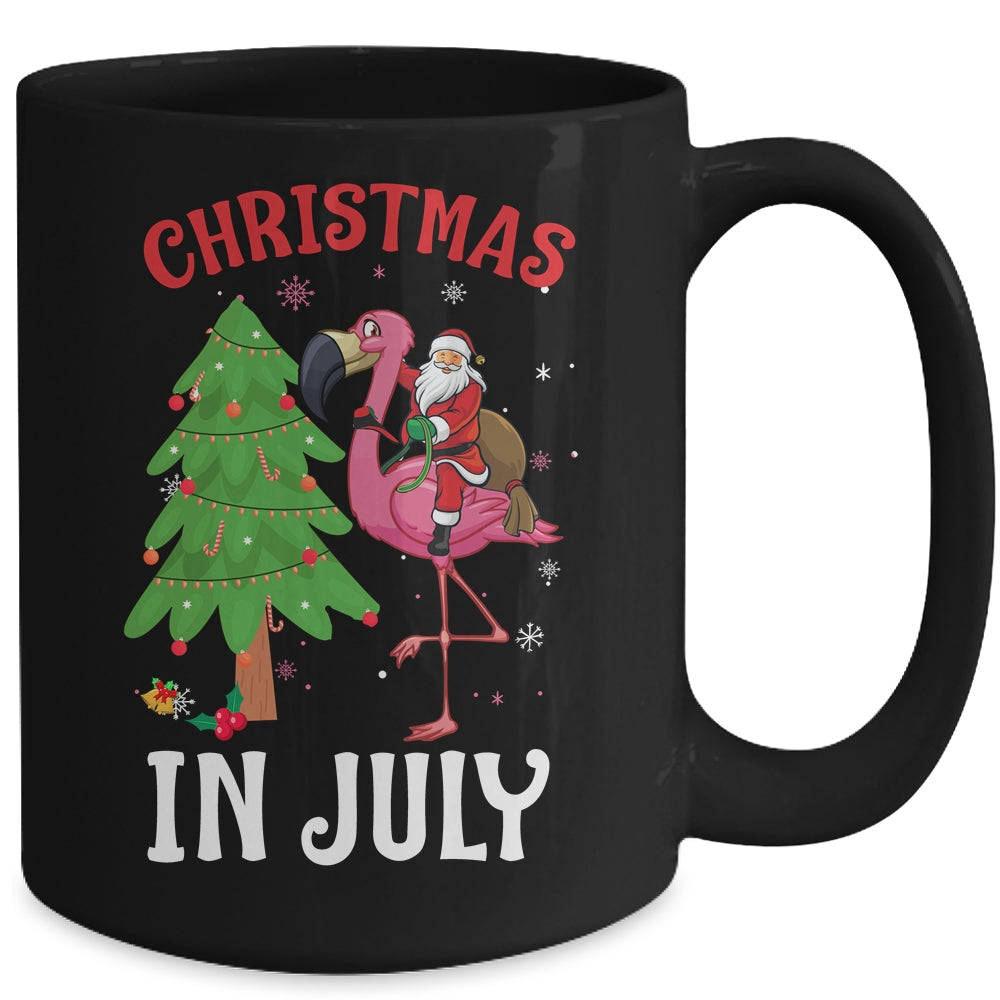 Funny Xmas Santa Flamingo Christmas In July Mug | siriusteestore