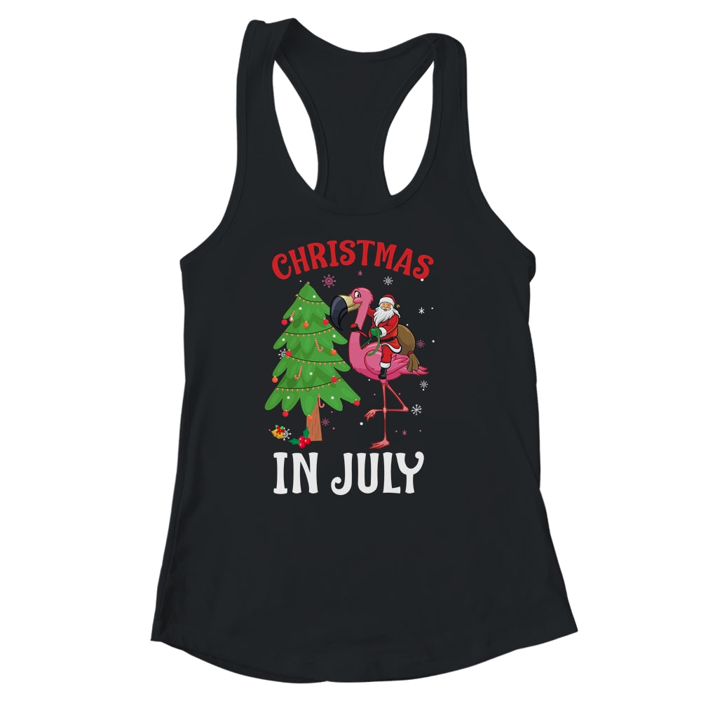 Funny Xmas Santa Flamingo Christmas In July Shirt & Tank Top | siriusteestore