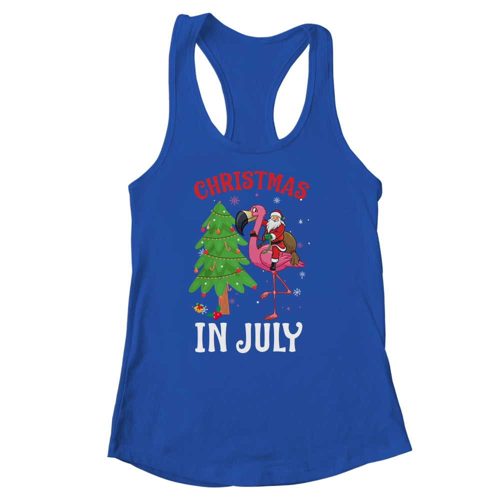 Funny Xmas Santa Flamingo Christmas In July Shirt & Tank Top | siriusteestore