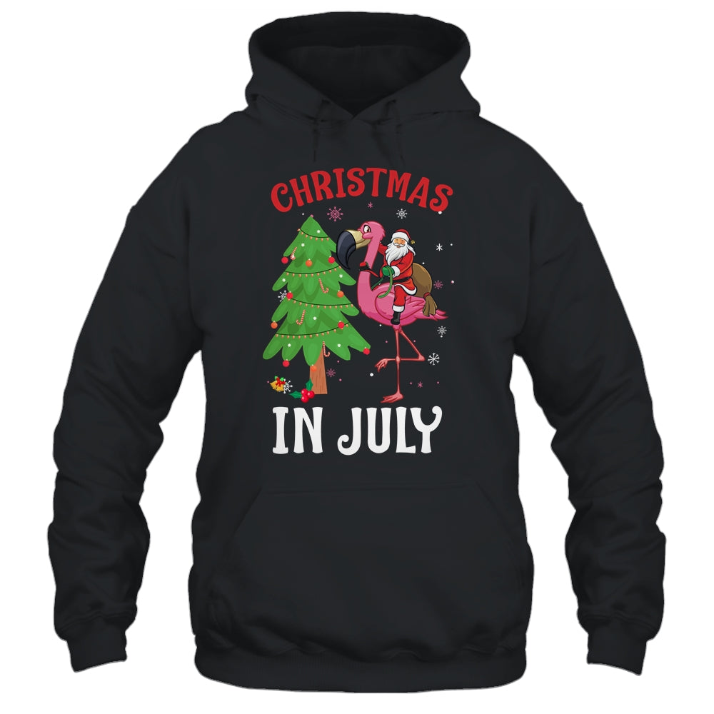 Funny Xmas Santa Flamingo Christmas In July Shirt & Tank Top | siriusteestore
