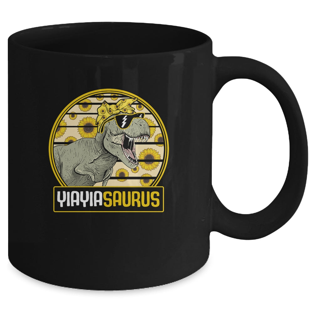 Funny Yiayia Saurus Sunflower Dinosaur Grandma T Rex Mug | siriusteestore