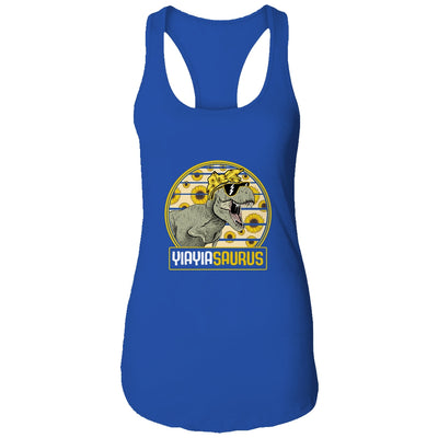 Funny Yiayia Saurus Sunflower Dinosaur Grandma T Rex Shirt & Tank Top | siriusteestore