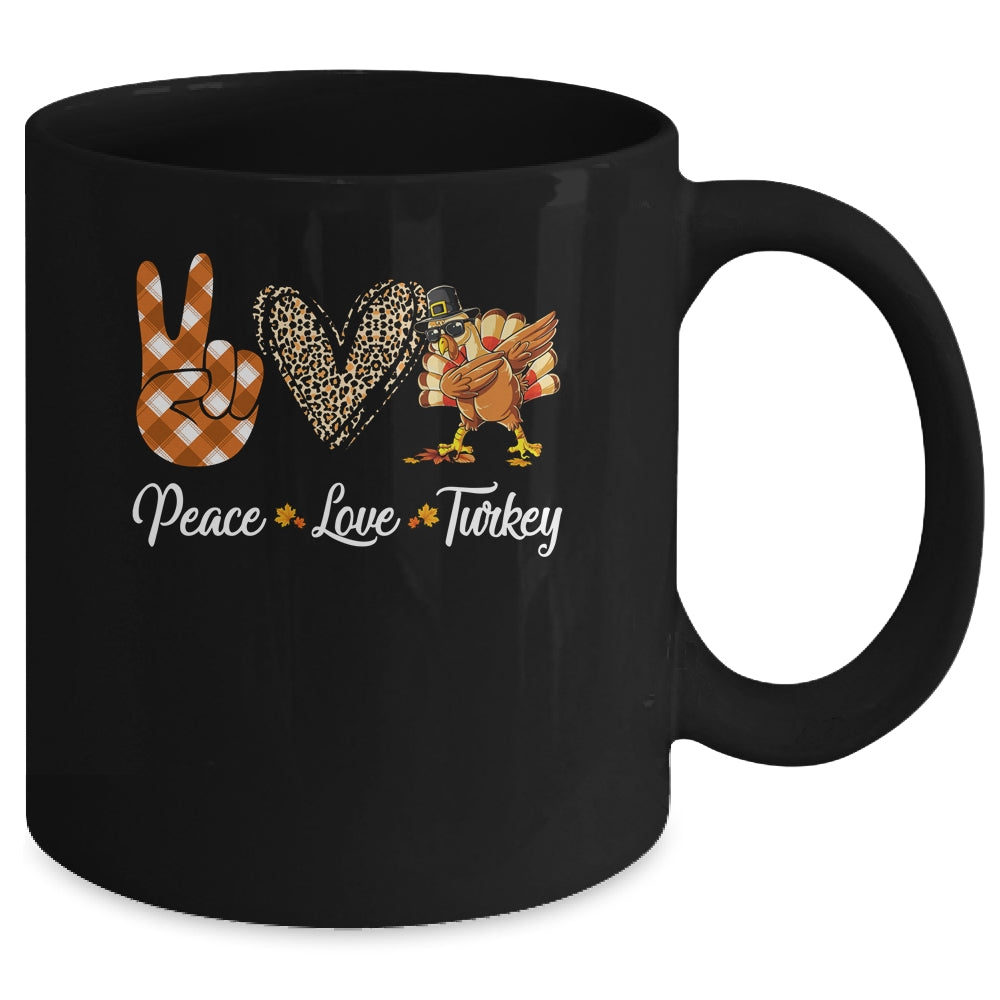 Funny thanksgiving turkey women Peace Love Turkey Mug | siriusteestore