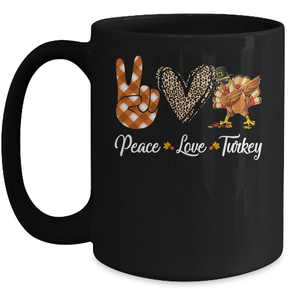 Funny thanksgiving turkey women Peace Love Turkey Mug | siriusteestore