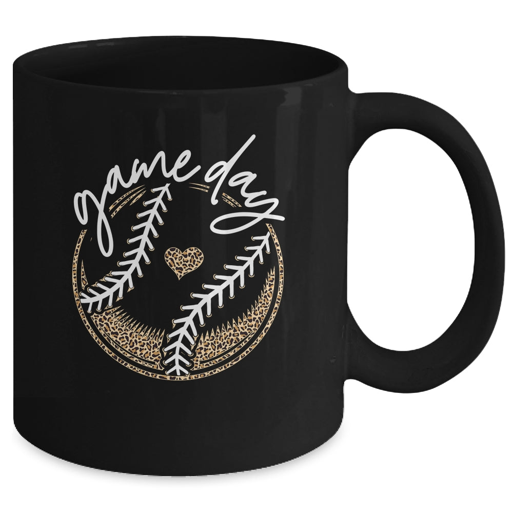 Game Day Baseball Life Softball Life Mom Leopard Mug | siriusteestore